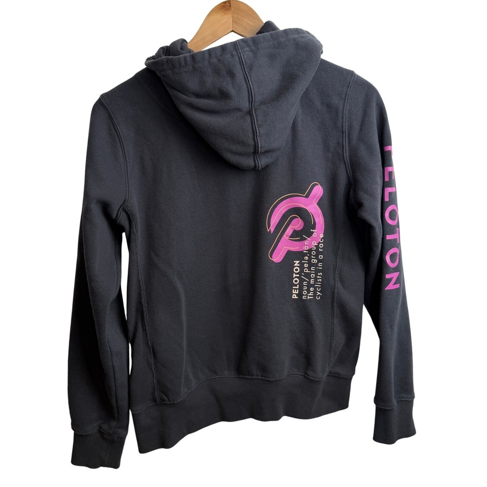 Peloton Womens Zip Hoodie S Black Sweatshirt Training Run Spin Cycling Soft Cozy - Picture 4 of 6